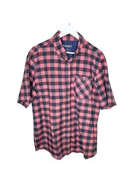 Stillwater Supply Co. Pink & Gray Check Short Sleeve Button-Up Shirt, Size XL